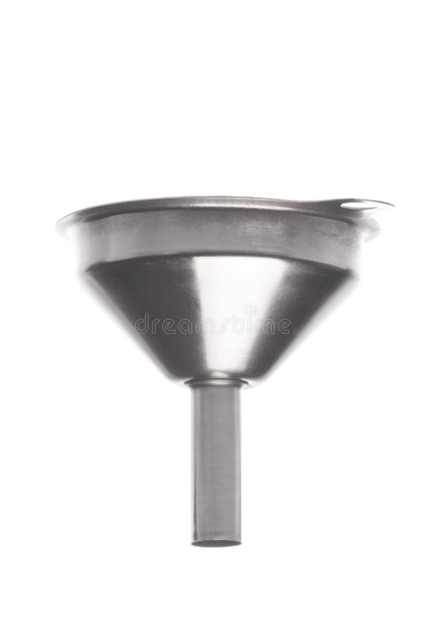 L'imbuto del metallo ha isolato fotografia stock libera da diritti L'imbuto del metallo ha isolato fotografia stock libera da diritti