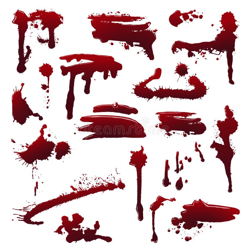 Blood splatters on isolated background. Set of grunge painting, ink spray on isolated background. Set of smears, splashes, drippings. Halloween concept. Abstract vector illustration, design elements. Blood splatters on isolated background. Set of grunge painting, ink spray on isolated background. Set of smears, splashes, drippings. Halloween concept. Abstract vector illustration, design elements.