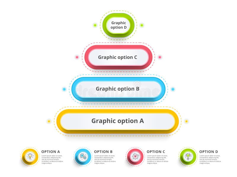 L'infographics de diagramme de processus d'étape de la pyramide 4 avec l'option entoure f illustration libre de droits L'infographics de diagramme de processus d'étape de la pyramide 4 avec l'option entoure f illustration libre de droits