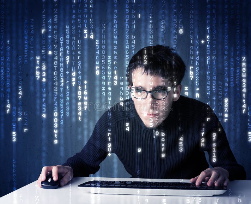 L'information de décodage de pirate informatique de la technologie de réseau futuriste photos libres de droits L'information de décodage de pirate informatique de la technologie de réseau futuriste photos libres de droits