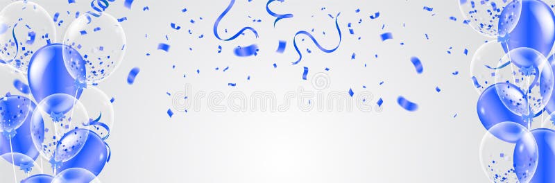 L'insegna del partito di buon compleanno della celebrazione con i palloni e serpen illustrazione vettoriale