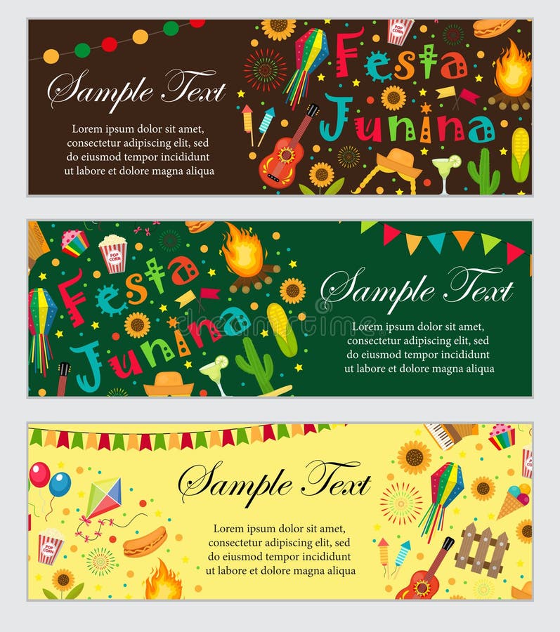 L'insegna di Festa Junina ha messo con spazio per testo Modello dell'America latina brasiliano di festival per la vostra progetta illustrazione di stock L'insegna di Festa Junina ha messo con spazio per testo Modello dell'America latina brasiliano di festival per la vostra progetta illustrazione di stock
