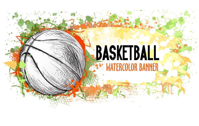 L'insegna disegnata a mano di lerciume di vettore con la palla di pallacanestro e spruzza royalty illustrazione gratis L'insegna disegnata a mano di lerciume di vettore con la palla di pallacanestro e spruzza royalty illustrazione gratis