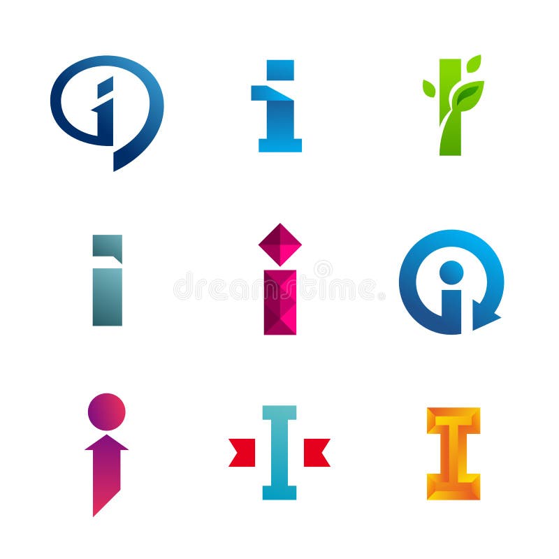 L'insieme delle icone di logo della lettera I progetta gli elementi del modello illustrazione di stock L'insieme delle icone di logo della lettera I progetta gli elementi del modello illustrazione di stock