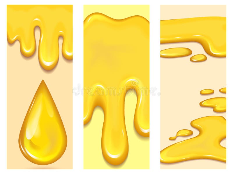 L'insieme di miele arancio cade l'opuscolo del flayer ed il giallo spruzza il vettore liquido del gocciolamento dell'alimento dor illustrazione vettoriale L'insieme di miele arancio cade l'opuscolo del flayer ed il giallo spruzza il vettore liquido del gocciolamento dell'alimento dor illustrazione vettoriale