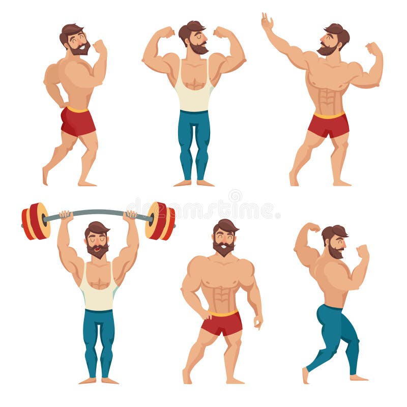L'insieme di muscolare, barbuto equipaggia l'illustrazione di vettore Modelli di forma fisica, posanti, culturismo illustrazione di stock L'insieme di muscolare, barbuto equipaggia l'illustrazione di vettore Modelli di forma fisica, posanti, culturismo illustrazione di stock