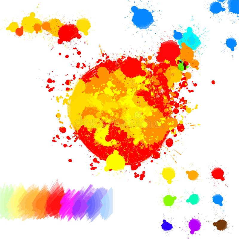 L'insieme di vario inchiostro variopinto schizza le gocce illustrazione di stock L'insieme di vario inchiostro variopinto schizza le gocce illustrazione di stock