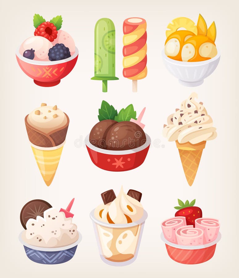L'insieme di variopinto gelato illustrazione di stock L'insieme di variopinto gelato illustrazione di stock