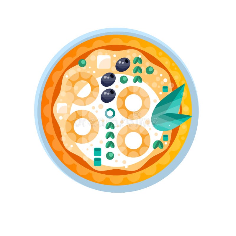 L'intera pizza vegetariana deliziosa calda con oliva, l'ananas ed il formaggio vector l'illustrazione su un fondo bianco illustrazione vettoriale L'intera pizza vegetariana deliziosa calda con oliva, l'ananas ed il formaggio vector l'illustrazione su un fondo bianco illustrazione vettoriale