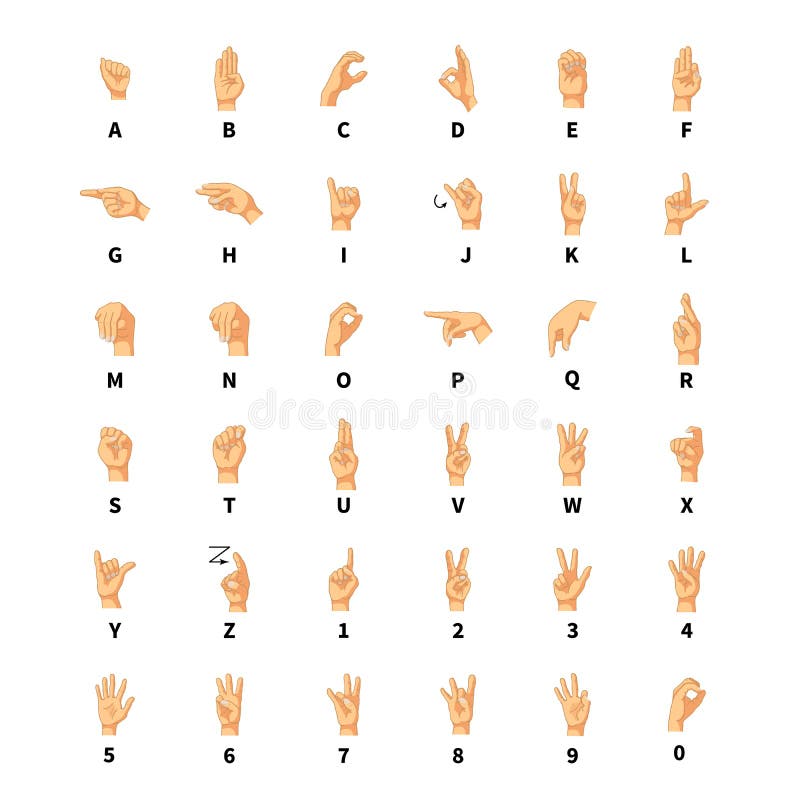L Interprete De Langue Des Signes L Alphabet Latin Se Connecte Le Blanc Illustration De Vecteur Illustration Du Bras Alphabet