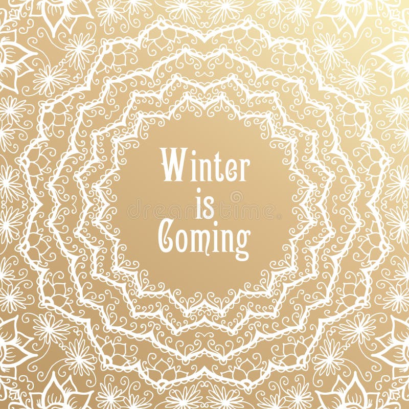 L'inverno è iscrizione venente Carta dorata di congratulazioni illustrazione di stock L'inverno è iscrizione venente Carta dorata di congratulazioni illustrazione di stock