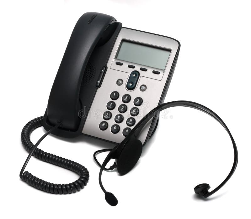 L'IP téléphonent et un écouteur d'isolement sur le blanc photos libres de droits L'IP téléphonent et un écouteur d'isolement sur le blanc photos libres de droits