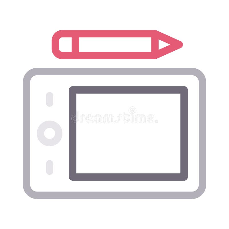 L?nea de color fina de la tableta de la pluma icono del vector libre illustration L?nea de color fina de la tableta de la pluma icono del vector libre illustration