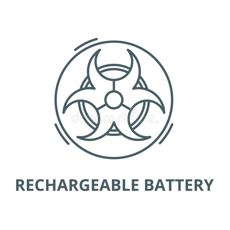 Rechargeable battery vector line icon, outline concept, linear sign. Rechargeable battery vector line icon, outline concept, linear sign