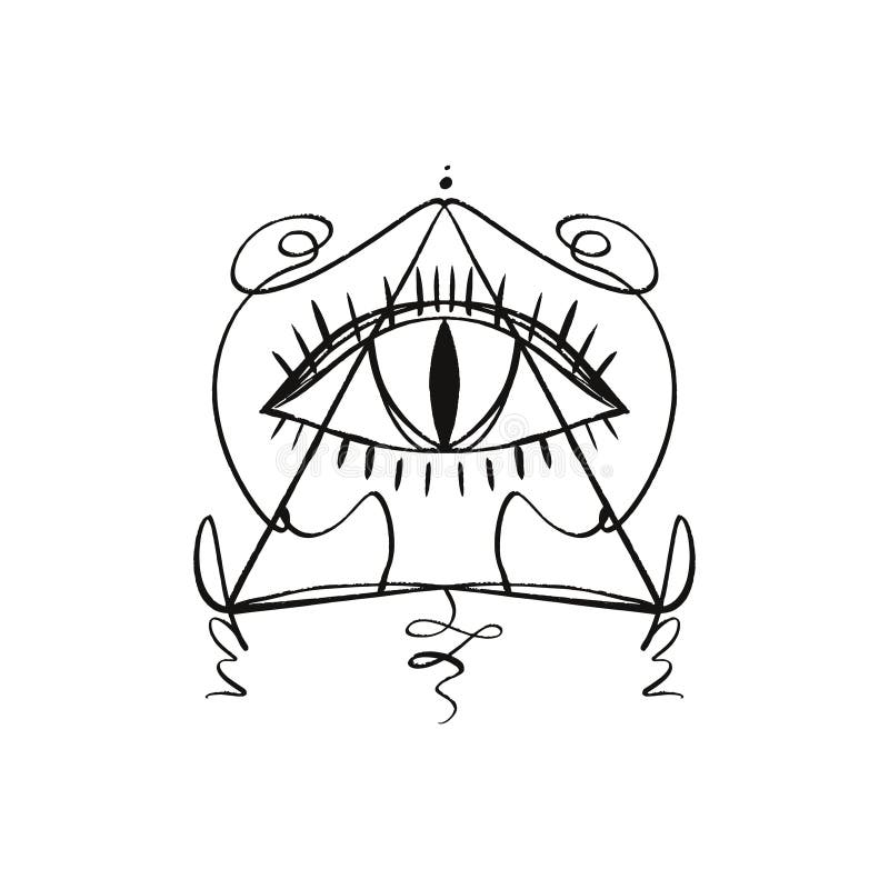 L'oeil tiré par la main de Providence a stylisé le symbole Pyramide de triangle Tatouage ou autocollant de symbole d'alchimie de illustration libre de droits L'oeil tiré par la main de Providence a stylisé le symbole Pyramide de triangle Tatouage ou autocollant de symbole d'alchimie de illustration libre de droits