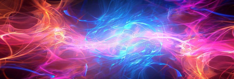 L'oeuvre dépeint un fond énergétique abstrait vivant rempli d'effets néons. Fond abstrait coloré avec effets lumineux néon dynamiques et vibrants créant un visuel fascinant. ai généré