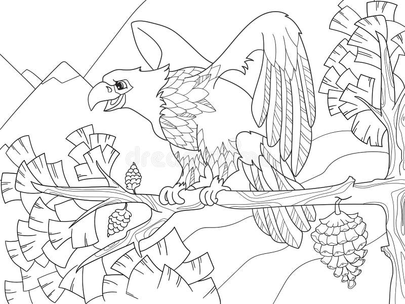 l oiseau de la proie est un aigle sur une branche d arbre faucon noel enfants coloration illustration vecteur du grand mouche 102871241 coloriage pomme