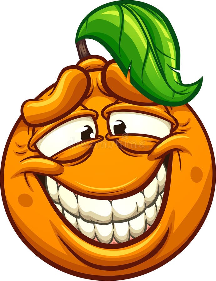 L'orange du dessin animé fait un visage idiot illustration de vecteur