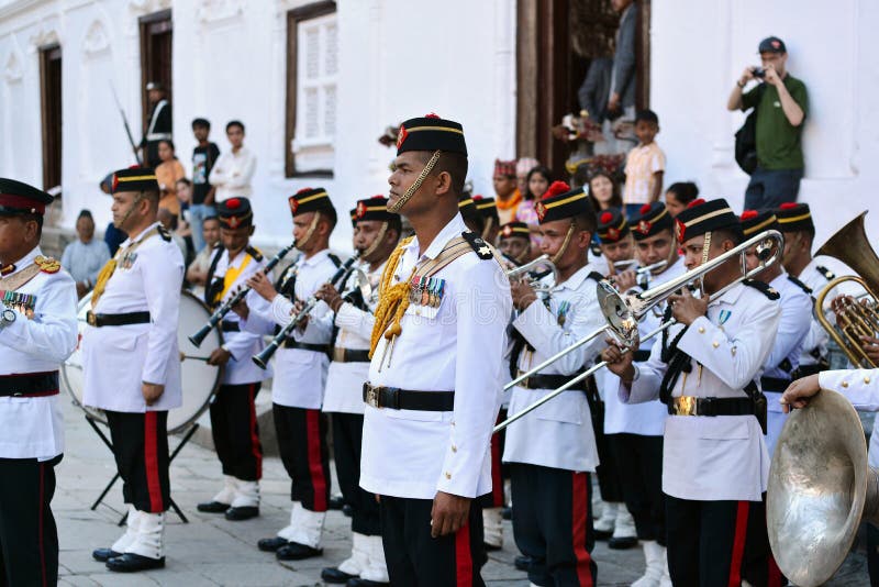 L'orchestre militaire du Népal photos stock L'orchestre militaire du Népal photos stock