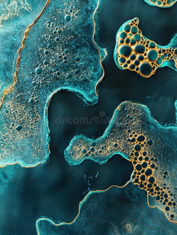 L'osservazione rivela che diverse strutture cellulari si intersecano in un ambiente acquatico con modelli unici e. L'osservazione rivela diverse strutture cellulari interconnesse in un ambiente acquatico che presentano modelli e formazioni unici. prodotto a base di