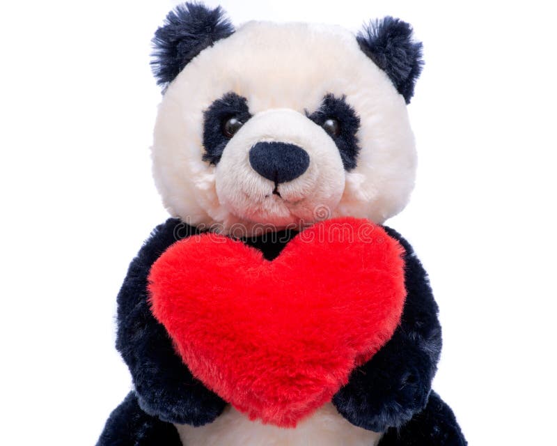 Panda en peluche avec coeur