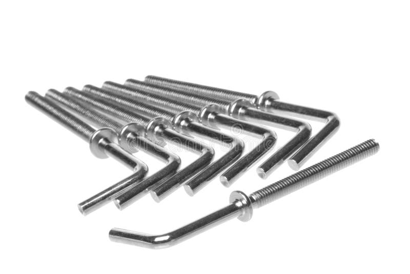 L-Shaped Hooks Macro Isolated royalty free stock images