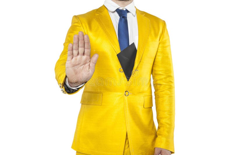 L'uomo d'affari gesture per fermare la corruzione fotografie stock libere da diritti L'uomo d'affari gesture per fermare la corruzione fotografie stock libere da diritti