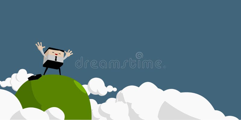 L'uomo d'affari ha sollevato le mani sulla cima della montagna royalty illustrazione gratis L'uomo d'affari ha sollevato le mani sulla cima della montagna royalty illustrazione gratis