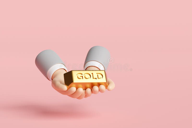 businessman hands holding gold bar isolated on pink background. bank financing, money exchange concept, 3d illustration render. businessman hands holding gold bar isolated on pink background. bank financing, money exchange concept, 3d illustration render.