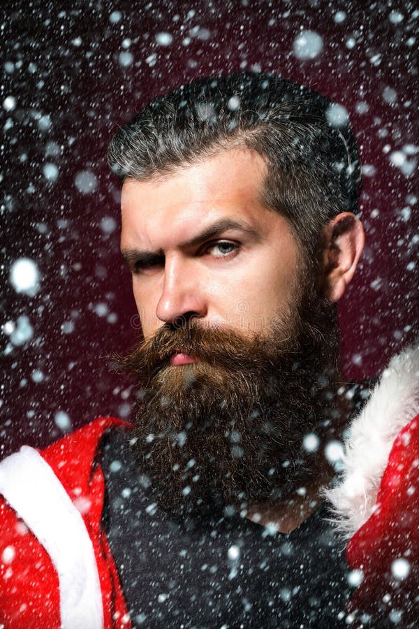 L'uomo di Santa piega le fronti immagini stock libere da diritti L'uomo di Santa piega le fronti immagini stock libere da diritti