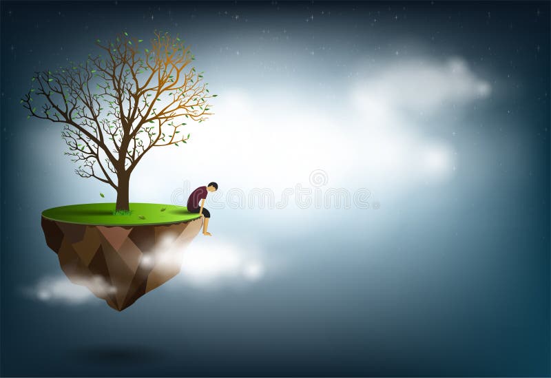 L'uomo triste che si siede sotto un albero è un'immagine concettuale di delusione, amore royalty illustrazione gratis L'uomo triste che si siede sotto un albero è un'immagine concettuale di delusione, amore royalty illustrazione gratis