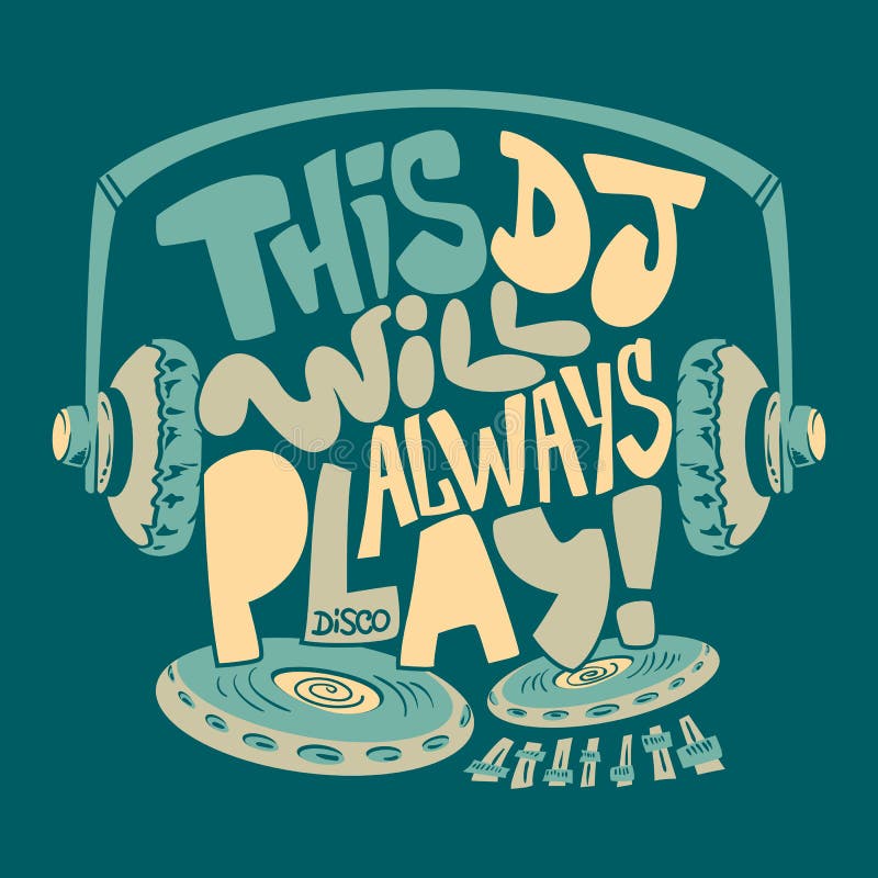 L'écouteur du DJ, la typographie et les graphiques de tee-shirt impriment illustration libre de droits L'écouteur du DJ, la typographie et les graphiques de tee-shirt impriment illustration libre de droits