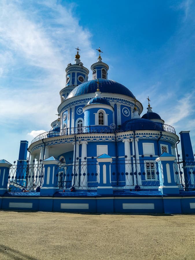 The Church of the Kazan Icon of the Mother of God. The Blue Church in Thelma. July. 2020. Irkutsk region. The Church of the Kazan Icon of the Mother of God. The Blue Church in Thelma. July. 2020. Irkutsk region.