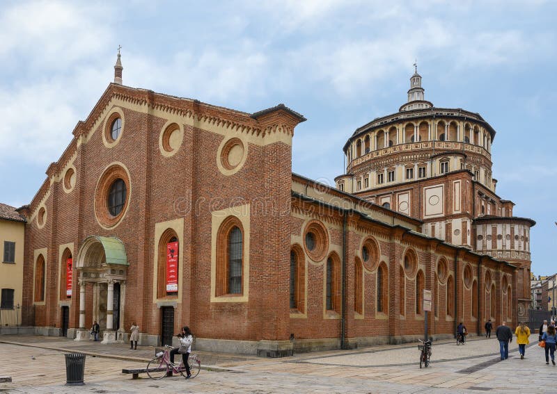 L'église et le couvent du delle Grazie, la maison du dernier dîner de Leonardo, Milan, Italie de Santa Maria photographie stock libre de droits L'église et le couvent du delle Grazie, la maison du dernier dîner de Leonardo, Milan, Italie de Santa Maria photographie stock libre de droits