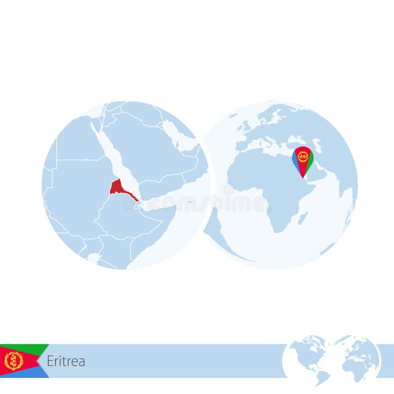 L'Érythrée sur le globe du monde avec le drapeau et la carte régionale de l'Érythrée illustration de vecteur L'Érythrée sur le globe du monde avec le drapeau et la carte régionale de l'Érythrée illustration de vecteur