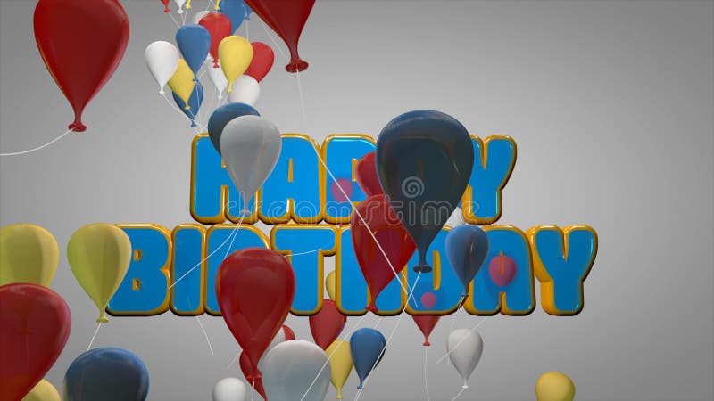 la animación 3D de la celebración del partido del feliz cumpleaños con los globos coloridos y la historieta linda mandan un SMS p