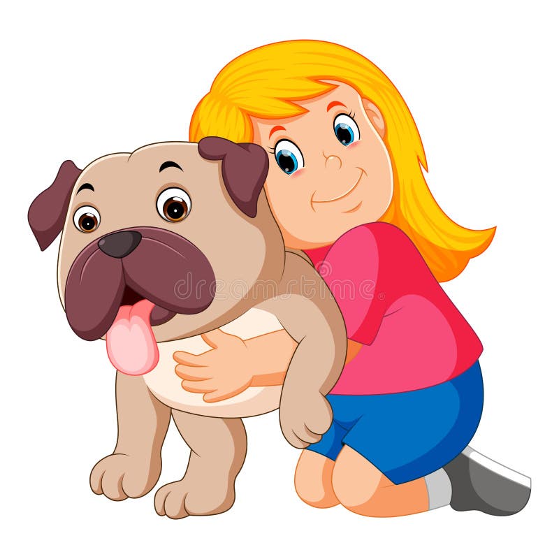 La bambina sta abbracciando il cane illustrazione vettoriale La bambina sta abbracciando il cane illustrazione vettoriale