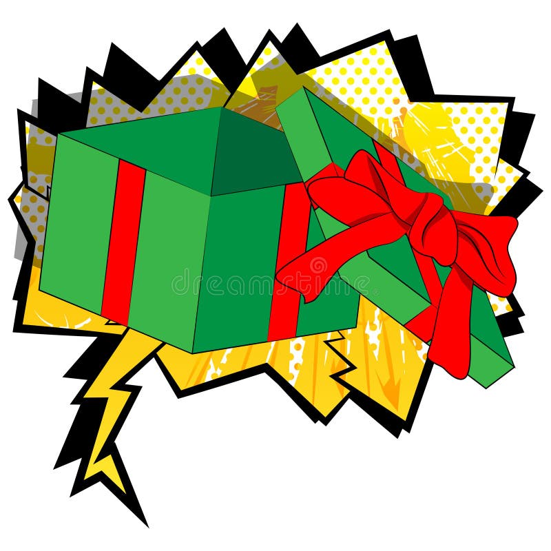 La bande dessinée a ouvert le boîte-cadeau sur le fond de bande dessinée illustration libre de droits La bande dessinée a ouvert le boîte-cadeau sur le fond de bande dessinée illustration libre de droits