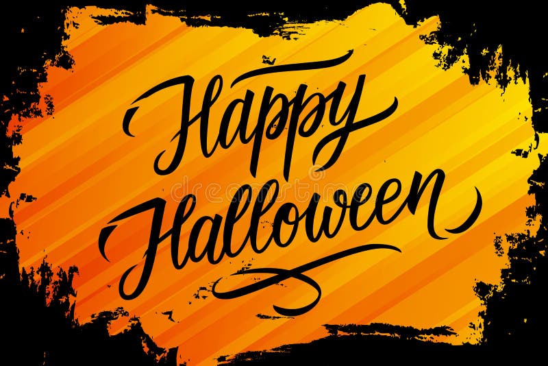 La bandera del día de fiesta de Halloween con las letras del fondo y de la mano del movimiento del cepillo manda un SMS a feliz H ilustración del vector La bandera del día de fiesta de Halloween con las letras del fondo y de la mano del movimiento del cepillo manda un SMS a feliz H ilustración del vector