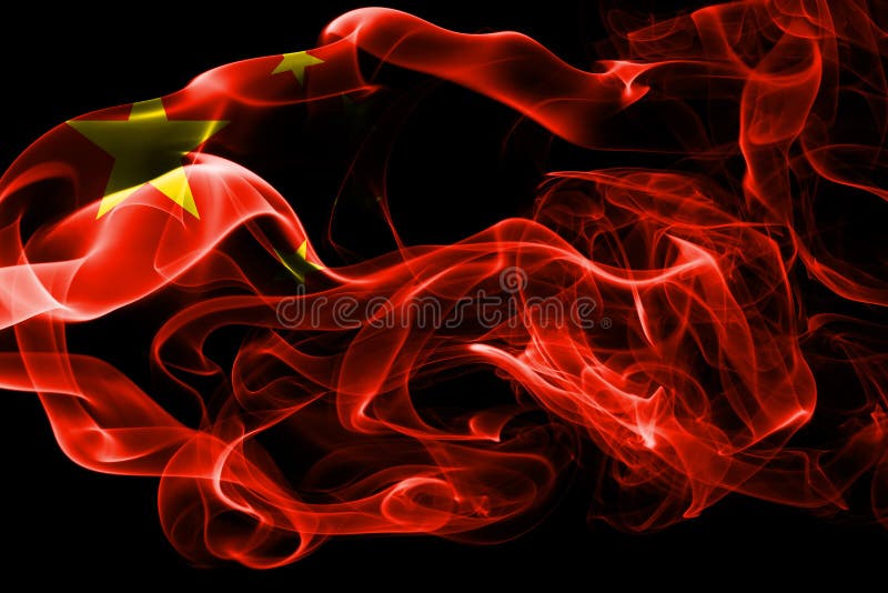La bandera nacional de China hizo del humo coloreado aislado en fondo negro Fondo sedoso abstracto de la onda fotografía de archivo libre de regalías La bandera nacional de China hizo del humo coloreado aislado en fondo negro Fondo sedoso abstracto de la onda fotografía de archivo libre de regalías