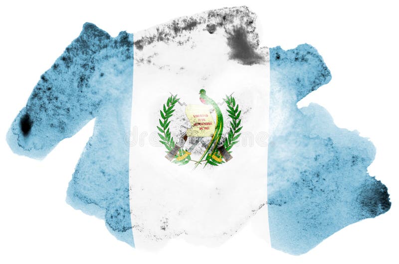 La bandiera del Guatemala è descritta nello stile liquido dell'acquerello isolata su fondo bianco illustrazione di stock La bandiera del Guatemala è descritta nello stile liquido dell'acquerello isolata su fondo bianco illustrazione di stock