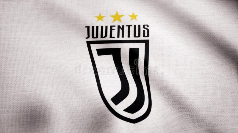 La Bandiera Di FC Juventus Sta Ondeggiando Su Fondo Trasparente Primo Piano  Della Bandiera D'ondeggiamento Con Il Logo Del Club D Stock Footage - Video  di segno, obiettivo: 142280376