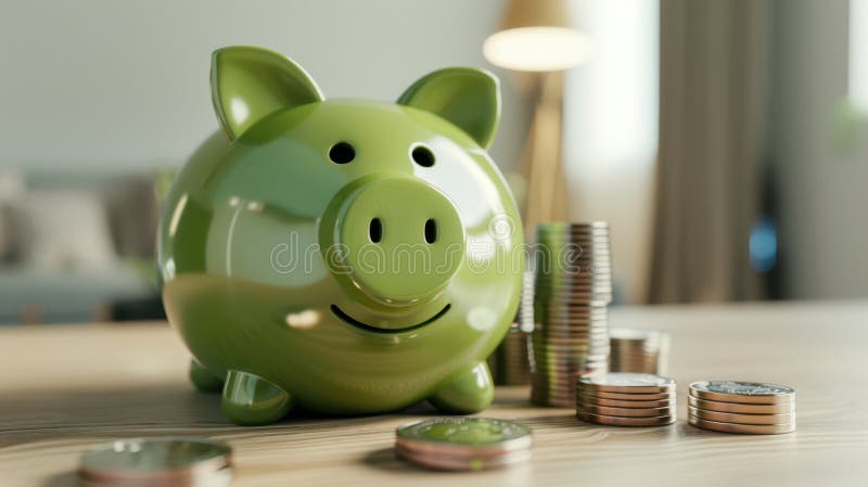 La banque Green Piggy. IA générée image libre de droits