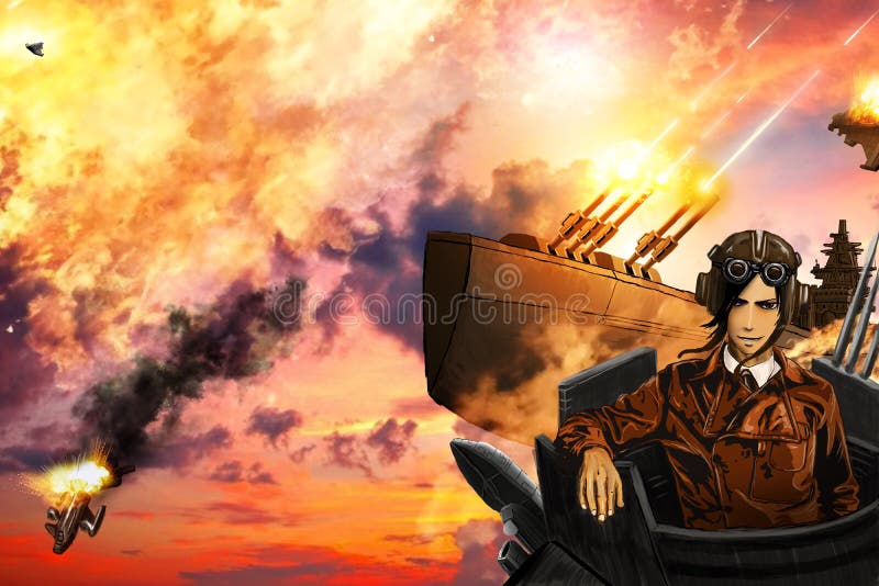 La battaglia dei dirigibili illustrazione di stock La battaglia dei dirigibili illustrazione di stock