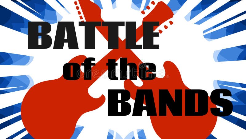 La battaglia dell'illustrazione promozionale di vettore del manifesto di evento di musica di bande di due chitarre rosse si scont illustrazione di stock La battaglia dell'illustrazione promozionale di vettore del manifesto di evento di musica di bande di due chitarre rosse si scont illustrazione di stock