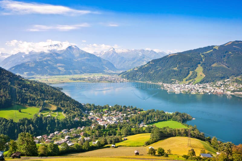 Beautiful view of the city of Zell am See with Zeller Lake in Salzburg, Austria. Beautiful view of the city of Zell am See with Zeller Lake in Salzburg, Austria