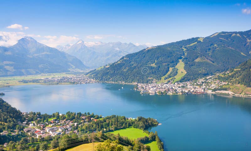 Beautiful view of the city of Zell am See with Zeller Lake in Salzburg, Austria. Beautiful view of the city of Zell am See with Zeller Lake in Salzburg, Austria