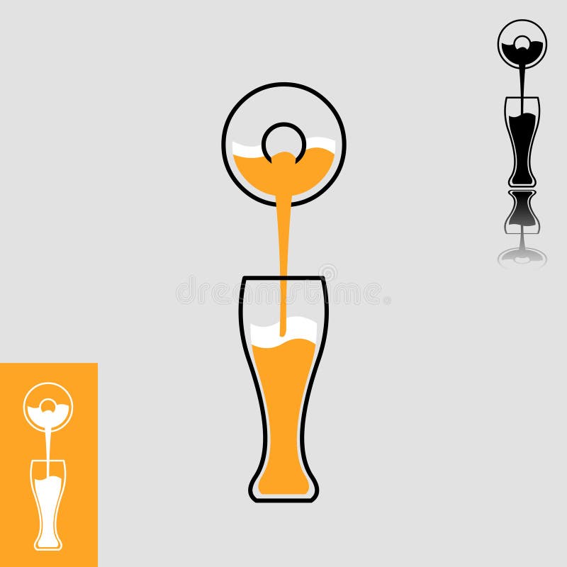 Simple minimalistic flat design icon of beer pour from bottle to glass. Simple minimalistic flat design icon of beer pour from bottle to glass.