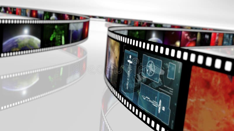 La bobina di film con la fantascienza ha basato i concetti illustrazione di stock La bobina di film con la fantascienza ha basato i concetti illustrazione di stock