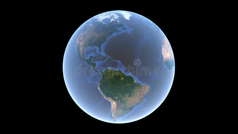 La bola azul de la tierra está haciendo girar en el fondo transparente, globo del aislante, 3d representación, elementos de esta